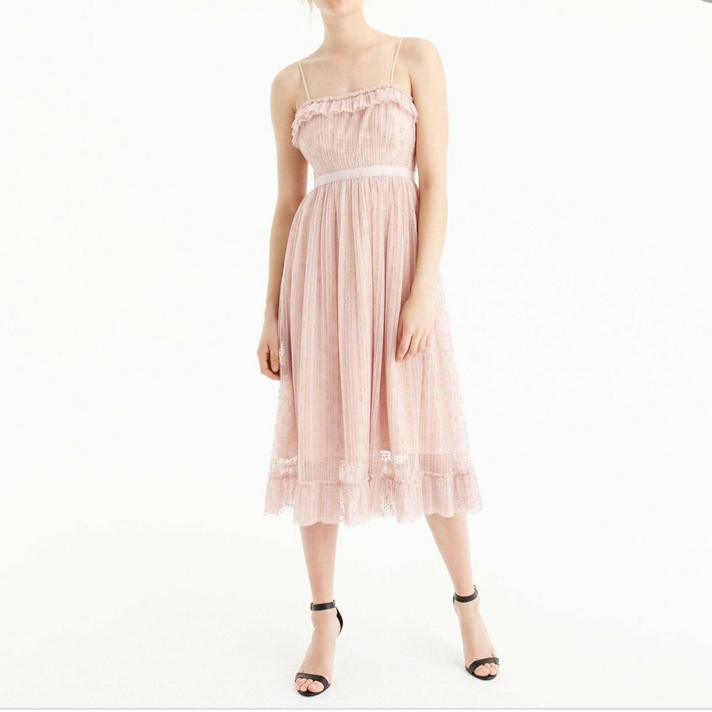 J. Crew Tulle Ruffle Blush Pink Dress